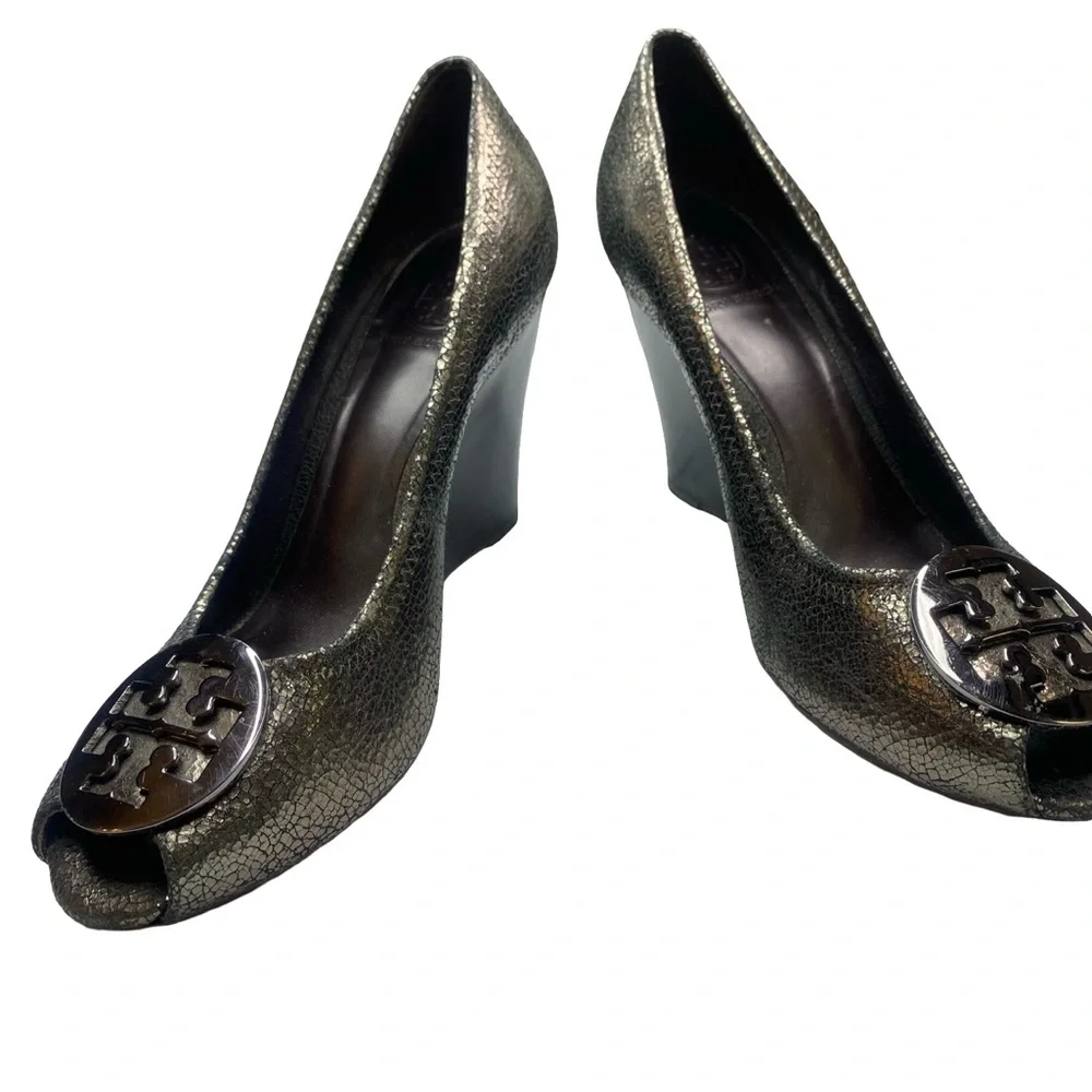 Tory Burch Metallic Silver Flats